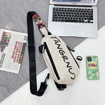HASTHIP® 2Pcs Couple Crossbody Bag Men Women,13.5" Sling Bag,Waterproof Nylon Shoulder Large Chest w/Badges Adjustable Strap for Travel Office Cycling Hiking (White & Black)