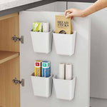 HASTHIP® 4 Piece Self Adhesive Kitchen Cabinet Door Storage Box, Wardrobe/Bathroom/Refrigerator Small Items Organizer-White
