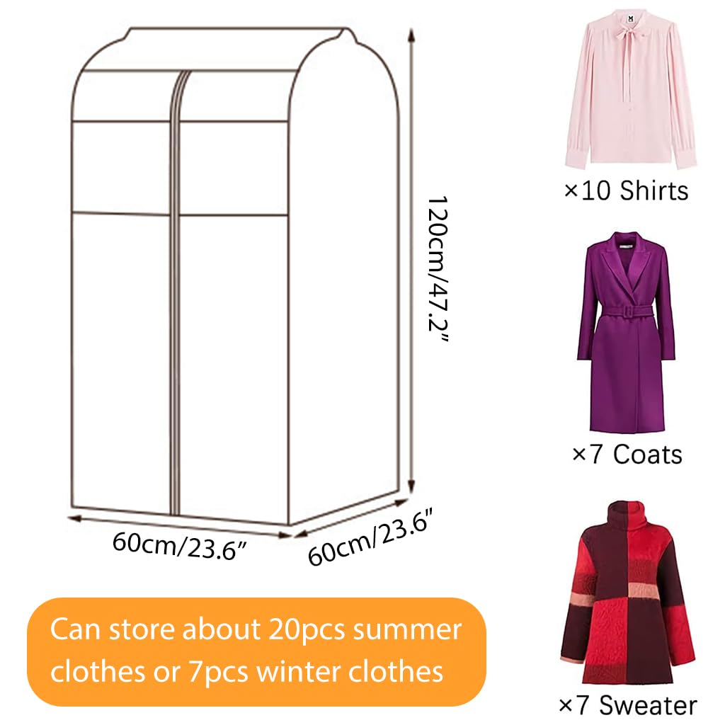 HASTHIP Garment Storage Bag for Wardrobe Organization with Zipper Closure 47.2 in Transparent PVC Cover | Fits 10–25 Clothes