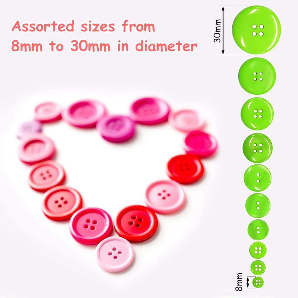 HASTHIP Colorful Buttons for Sewing and DIY Crafts featuring 300 pcs Resin Round Design