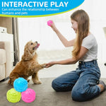 HASTHIP® Dog Ball Toys, 2.5 Inch Interactive Squeaky Fetch Game Balls with 3 Colors & Cute Paws Design, TPR Chew-Resistant Pet Safe Toys for Small Dogs Cats Throw and Catch (3 Pack)
