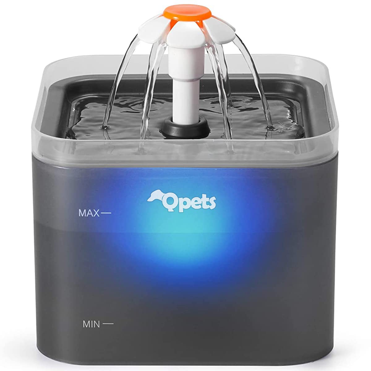 HASTHIP® Fuente de Agua para Gatos 2L/67oz con Luz LED,Fuente Automática Silenciosa (<30dB) para Gatos y Perros Pequeños,Dispensador de Agua con Sistema Filtración 4 Etapas y Diseño Flor