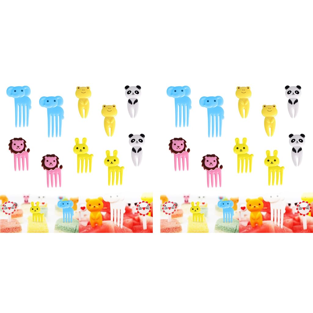 HASTHIP Food Fruit Forks for Kids 20pcs with Rounded Tip Design and Food Grade Plastic | Cartoon Animal Mini Dessert Picks