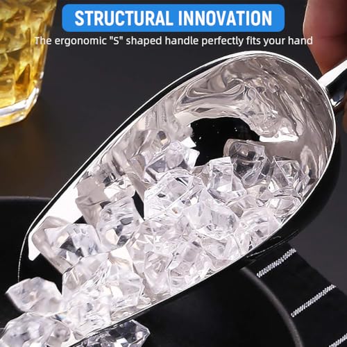 HASTHIP® 12Oz Ice Cube Shove Scoop for Ice Bucket Aluminum Deep Scoop for Flour, Beans, Grains, Cereal
