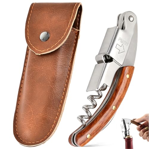 HASTHIP® RJ Stainless Steel Wine Opener – Professional Waiter’s Corkscrew with Ergonomic Handle, Double Hinged Wine Key & Foil Cutter for Bartenders, Servers, and Home Use
