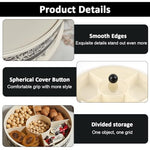 HASTHIP® 13 inch Dry Fruit Container Round Snack Serving Tray with Lid 5 Compartments Design Elergant Kitchen Party Organizer Food Serving Tray for Deli, Snacks, Nuts, Tea Bag