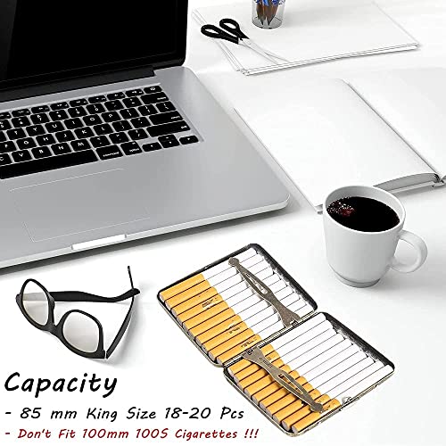 HASTHIP® Metal Cigarette Case, Retro Double-Sided Spring Clip Holder, 85mm King Size Portable Aluminum Alloy Tobacco Box, Pocket Slim Design Fits 20pcs, Gift for Men & Women
