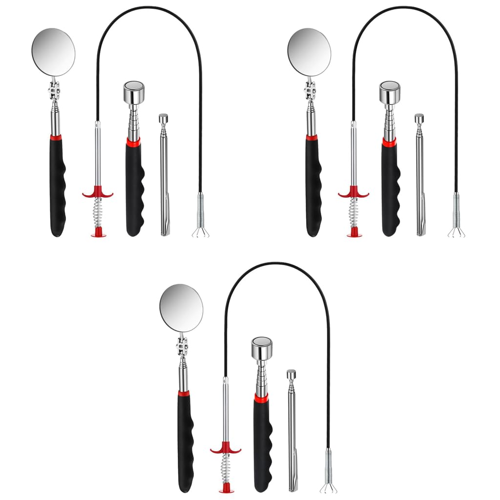 HASTHIP Magnetic Pick Up Tools Set for Automotive and Home Use featuring 24 in Flexible Grabber | Includes 12PCS Telescopic Mirror and Pocket Magnetic Sticks