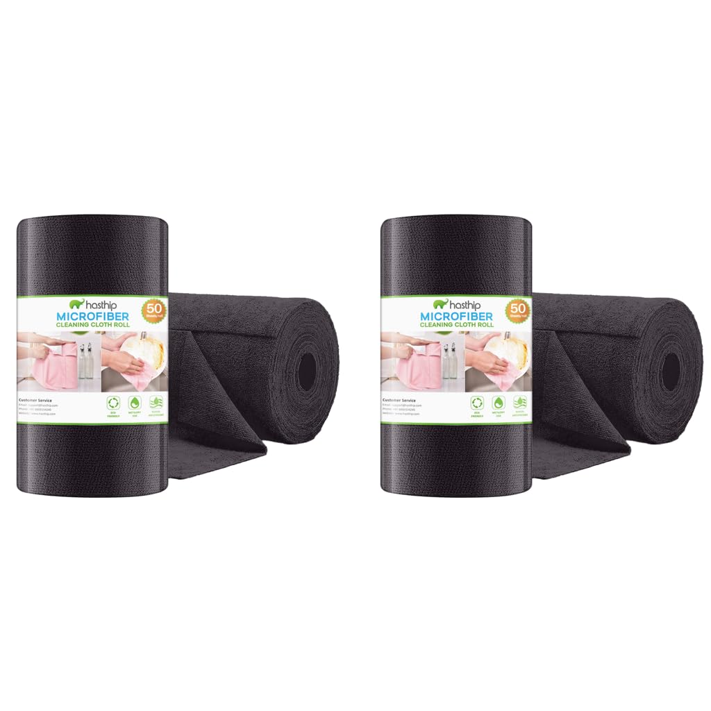 HASTHIP Microfiber Cleaning Cloth Roll for Kitchen and Car featuring 50 Precut 9.8 in Wipes