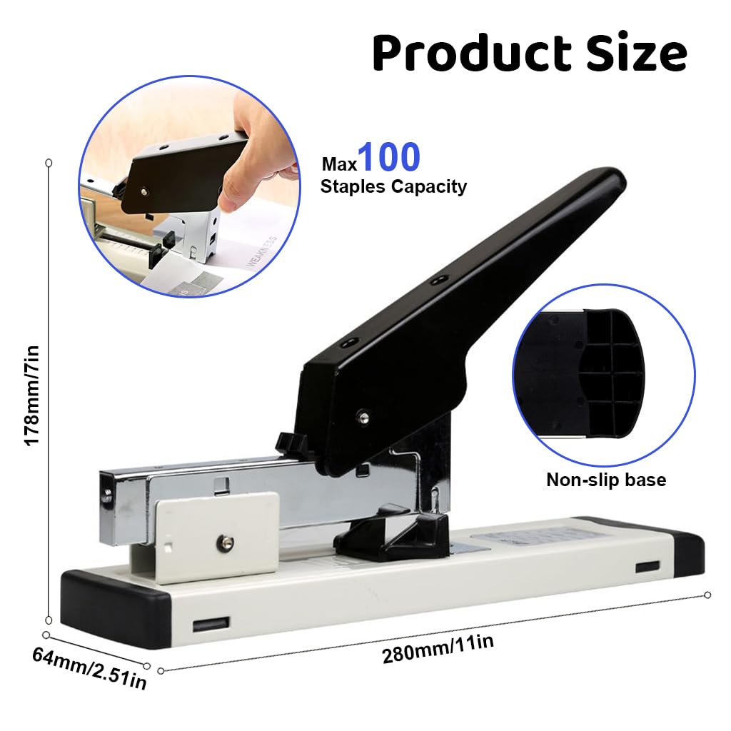 HASTHIP Heavy Duty Stapler for Office and Industrial Use with Ergonomic Handle | Staples up to 100 Sheets