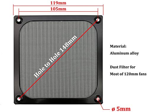 HASTHIP® 120mm Aluminum Alloy Stainless Mesh Fan Filter Dust Guard Black 3PCS