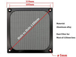 HASTHIP® 120mm Aluminum Alloy Stainless Mesh Fan Filter Dust Guard Black 3PCS
