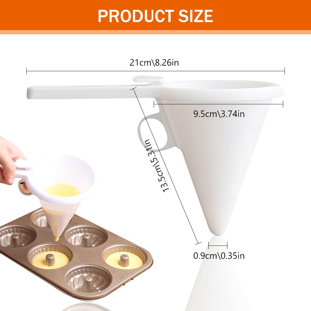 HASTHIP Adjustable Funnel for Baking and Icing featuring Press Button Flow Control | Food Grade Batter Dispenser for Pancakes Cupcakes and Muffins