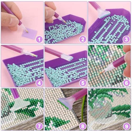 HASTHIP® 46PCS 5D DIY Diamond Painting Tools and Accessories Kits with Trays Pens Tweezer Clips 28-grids Organizer Art Tool Kit Without Diamonds