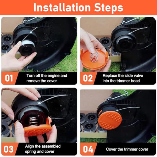 HASTHIP® 12PCS Grass String Trimmer Wire Weed Eater for Replacement 30Ft Nylon Line Spool Cutter Accessories with Spring Cap