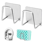 HASTHIP® 2Pcs Self Adhesive Sponge Holder Sink Caddy for Kitchen Sink, 304 Stainless Steel Scrubber Hanger Caddy Accessories forKitchen Accessories, Sliver