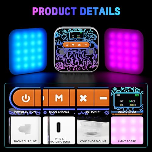 HASTHIP® 2025 New Cool RGB Camera Light, 360° Full Color Small LED