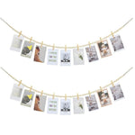 HASTHIP Hanging Photo Display for Wall Decor with 18 Clips and 2×55 in Wooden Bead Garland