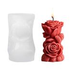 HASTHIP Silicone Candle Mold for DIY Pillar Candles featuring 3.9 in Rose Design | Reusable Mold for Wax, Soap and Resin Crafts