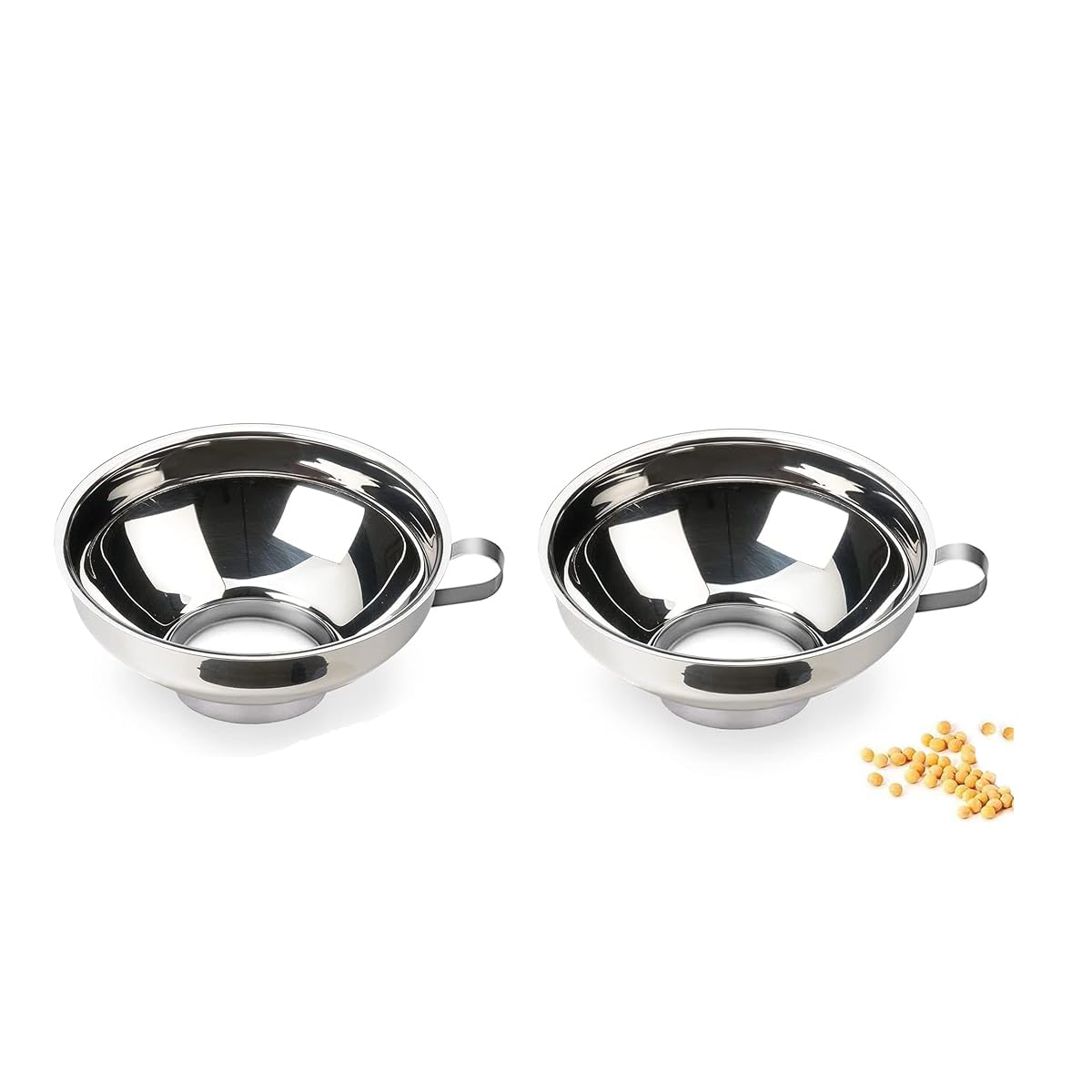 HASTHIP Canning Funnel for Kitchen Use featuring Handle and 5.8x2.3in 304 Stainless Steel | 2pcs Set