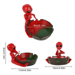 HASTHIP Red Alien Ashtray for Home Office and Car with Four Cigarette Slots | Resin Desk Decor