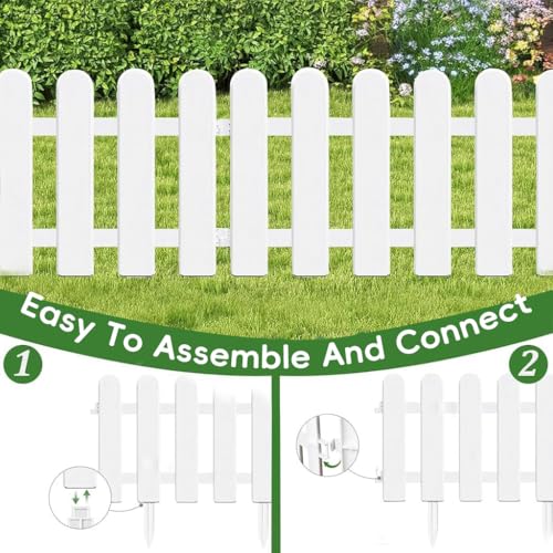 HASTHIP® 18PCS Garden Fence Outdoor Border 50x30cm Connectable Plant Partition Fences Decorative White PVC Decor for Flower Bed Green House Porch
