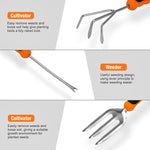 HASTHIP® Gardening Tools Set of 7Pcs Heavy Duty Stainless Steel Garden Planting Tools Home Gardening Tool Set with Pruning Shear, Gardening Fork, Trowel, Shovel, Weeder Tool, Seeding Tool, Tool Bag