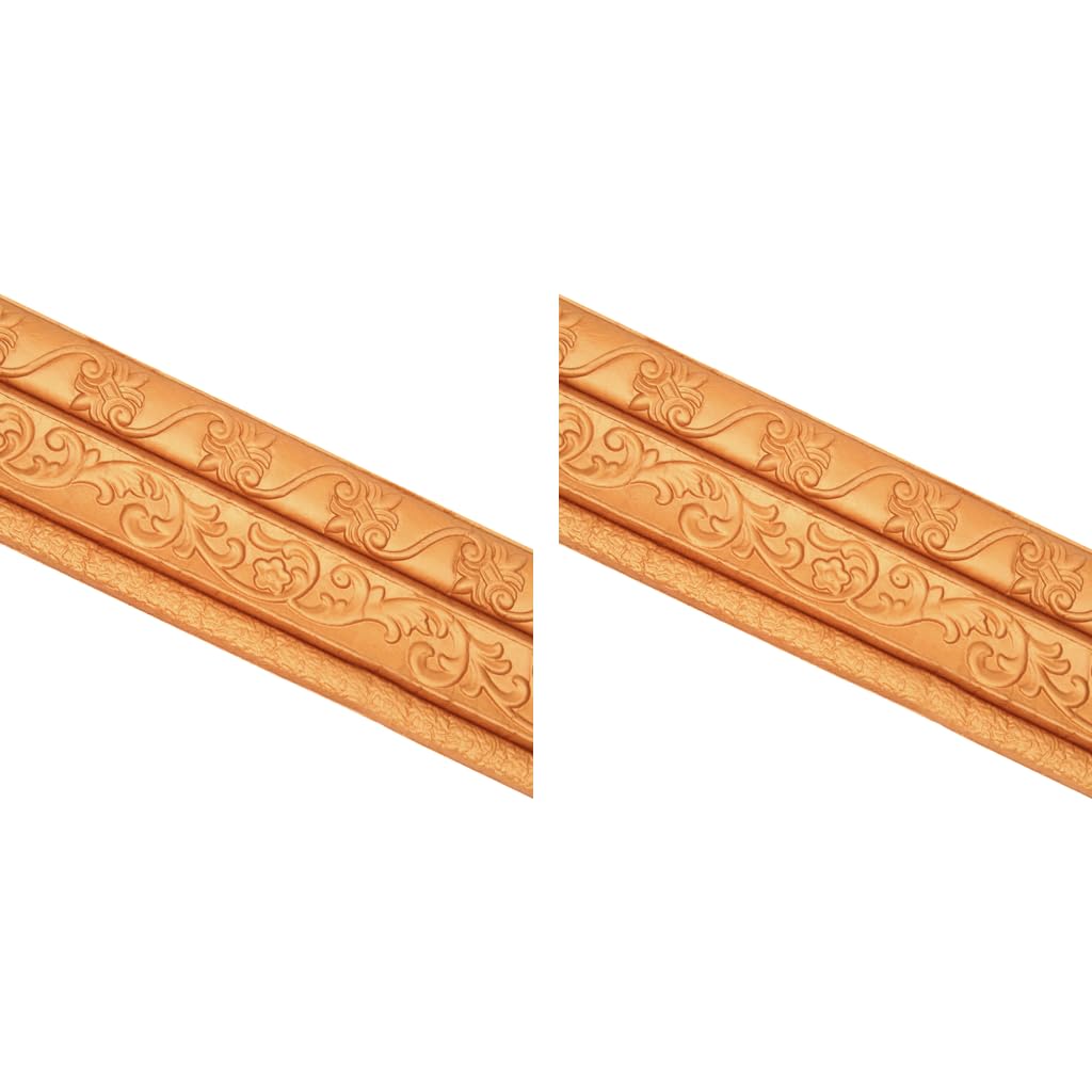 HASTHIP Peel Stick 3D Foam Molding Trim for Home Decor featuring Floral Embossing 2.3 m x 7.8 cm Brown 2pcs