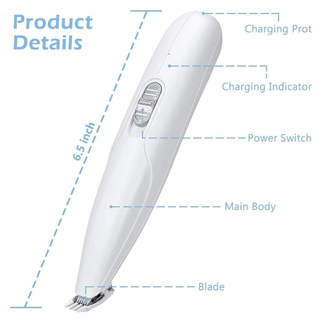 HASTHIP Dog Hair Trimmer for Paws with 2 Speed Low Noise Motor and Safe Ceramic Blade | Cordless USB Rechargeable Grooming Tool