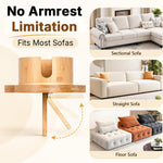 HASTHIP Acacia Wood Couch Tray with 360° Rotating Cup Holder and Sofa-Gap Support Leg