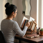 HASTHIP Bamboo Desktop Bookshelf with Open Storage for Books, Magazines and Everyday Desk Items