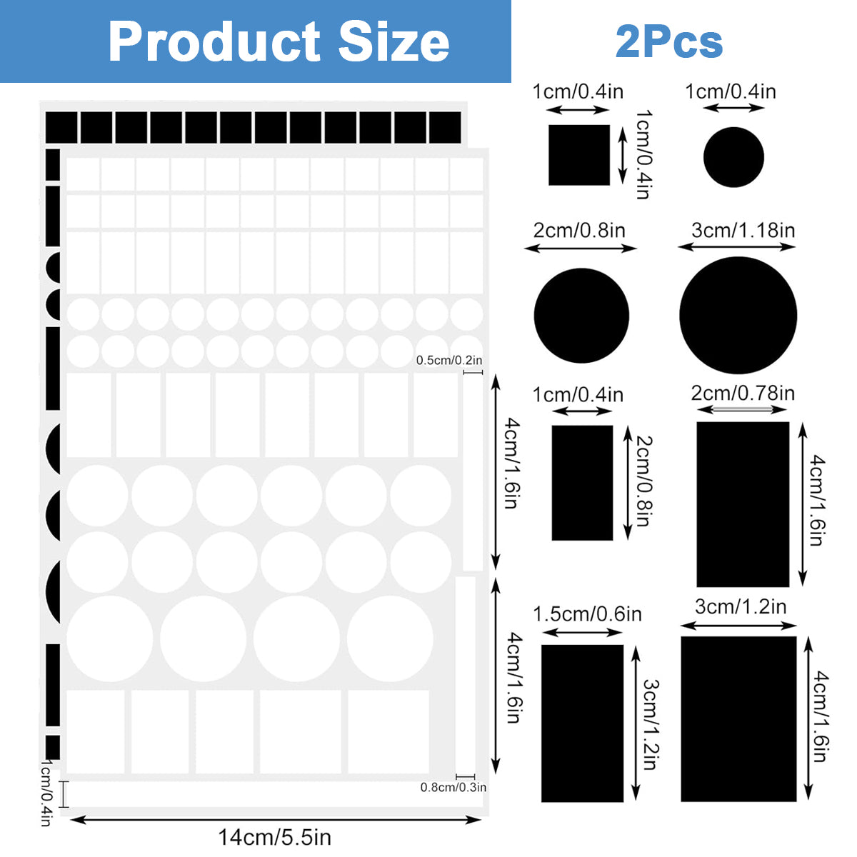 HASTHIP® 2 Sheets Blackout Stickers 140Pcs Multi Sized & Shaped LED Indicator Cover Stickers Self Adhesive Blackout Dot Stickers for Indicator Lights on Wall Switch, Air Conditioner, TV, More