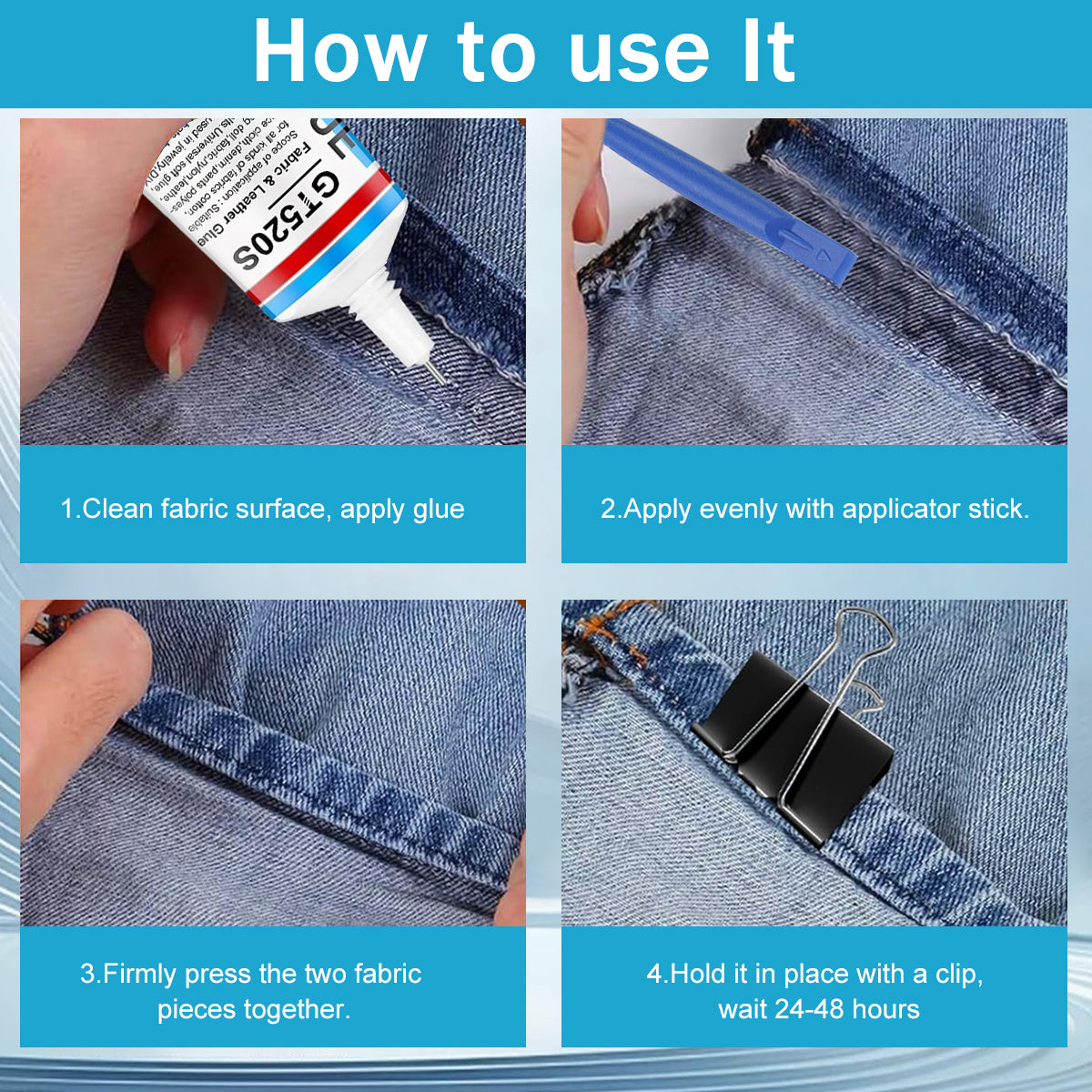 HASTHIP® Slow Dry Fabric Repair Liquid Glue Multi-Purpose Strong Bond Adhesive for Clothes, DIY Crafts Seamless Repair Glue for All Fabrics, Paper Crafts, Clay Craft, Felt Craft, 60ml, with 2 Pry Bars