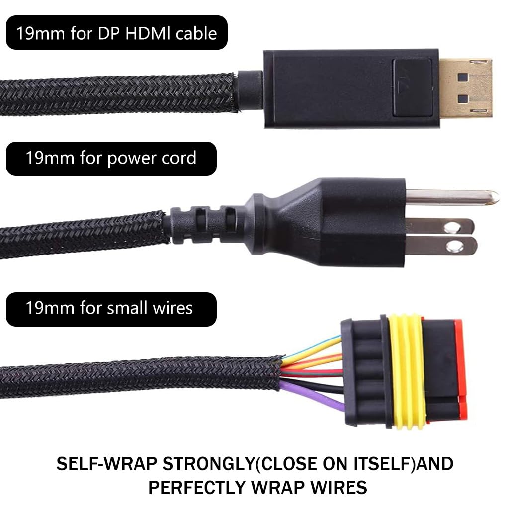 HASTHIP Self-Closing Cable Organizer Sleeve, 2M Polyester Wrap for Home and Office