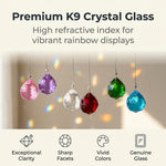 HASTHIP 12 Pcs 20mm Multicolor Crystal Ball Prism Suncatchers Steel Wire Rope And Ring
