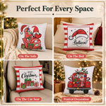HASTHIP Set of 4 Christmas Cushion Covers, 18 x 18 Pulgadas, with Reindeer, Santa and Snowman Prints