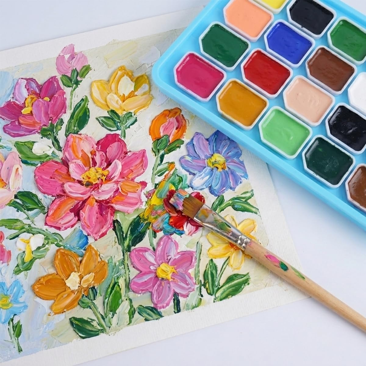 HASTHIP 24-Color Gouache Paint Set with 30 ml Jelly Cups and Portable Hard Case for Art Students