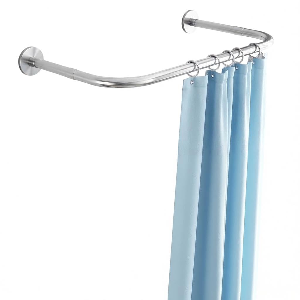 HASTHIP U-Shaped Shower Curtain Rod, 23,6 Pulgadas, Adjustable Stainless Steel in Silver