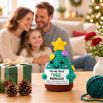 HASTHIP Handmade Cotton Crochet Christmas Tree Figurine with Treemendous Message Card Gift for Teachers