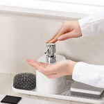 HASTHIP® Kitchen Soap Dispenser 2 In 1 Cleanser Dispenser with Sponge Drain Rack Kitchen Detergent Dispenser Multipurpose Bathroom Liquid Hand Soap HandDispenser Bar Soap Holder