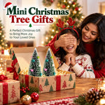 HASTHIP 2-Piece 15cm Mini Christmas Trees with Frosted Sisal, Bead Ornaments and Wood Bases