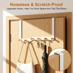 HASTHIP Over-the-Door Hook Rack with Six Non-Slip Wooden Hooks and No-Drill Hanging
