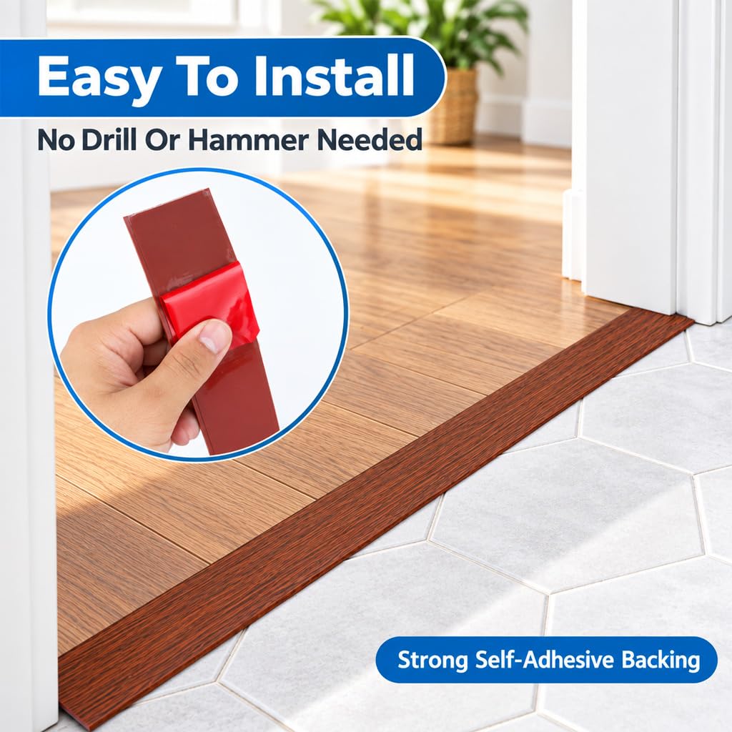 HASTHIP Self-Adhesive Vinyl Floor Transition Strip, White, 3 Inches Wide and 3.3 Feet Long
