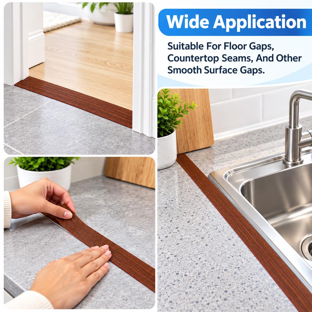 HASTHIP Self-Adhesive Vinyl Floor Transition Strip, White, 3 Inches Wide and 3.3 Feet Long