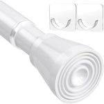 HASTHIP® 1Pack Retractable Curtain Rod with 2 Wall hook, Spring Tension Rod Short Curtian Rods No Drilling Expandable Spring Loaded Curtain Tension Rod Adjustable 32.6-59 inches, White