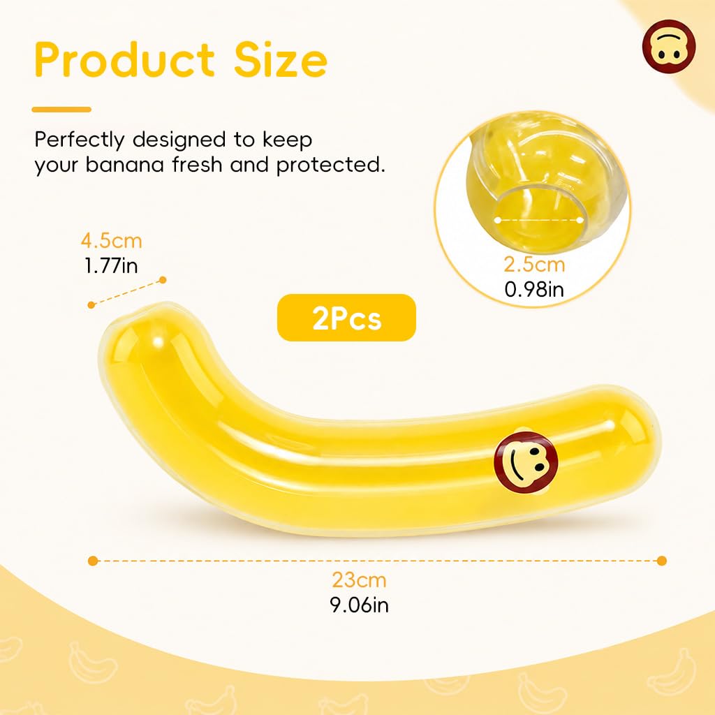 HASTHIP 2 Pack Banana Pod Storage Containers with Rigid BPA-Free Plastic Shells and Flip-Top Lids