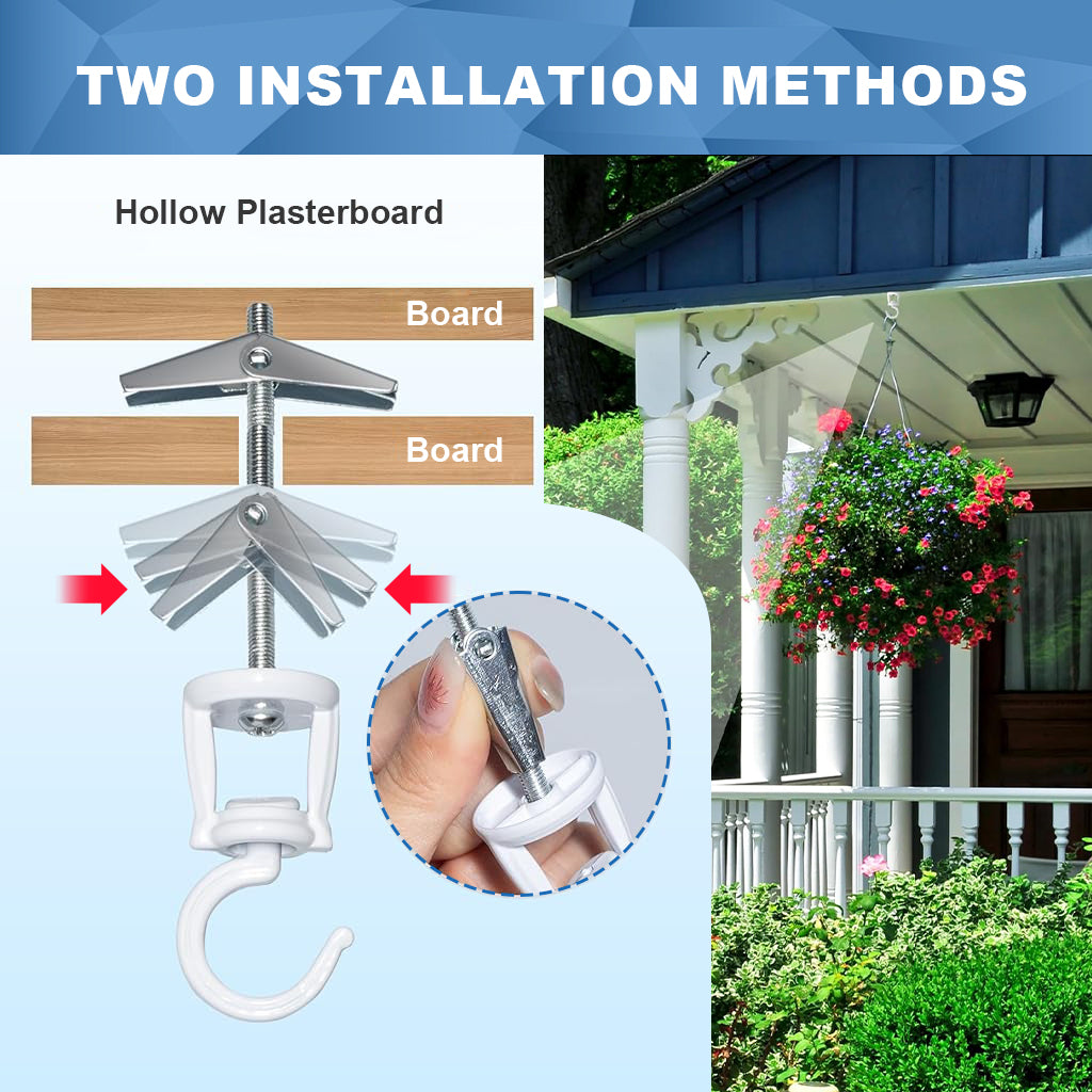 HASTHIP® 2Pcs Ceiling Hooks Screw Fixing Zinc Alloy Metal Ceiling Hooks Multi Purpose Decorative Ceiling Hooks for Hanging Planter, Flower Basket, Lantern, with Screws Pack