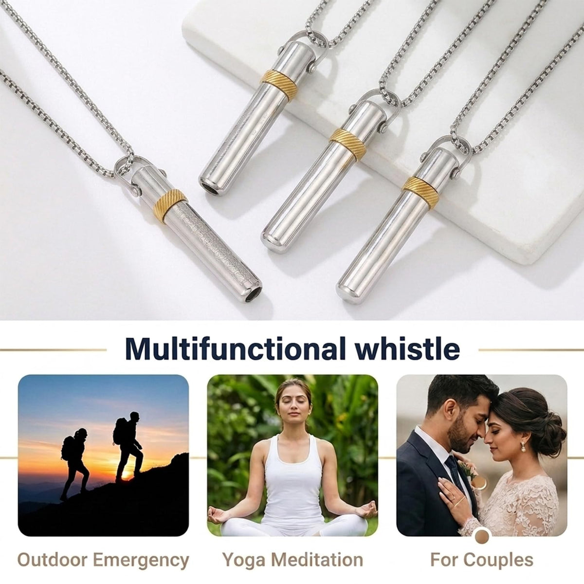 HASTHIP 528Hz Breathing Necklace with Smooth Metal Design for Mindfulness and Daily Use