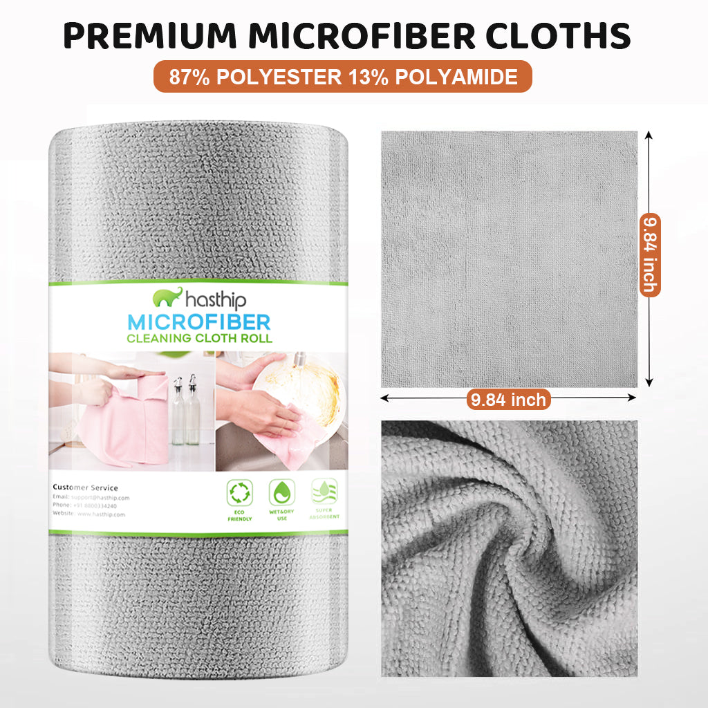 HASTHIP® Microfiber Cleaning Cloth Multipurpose Cleaning Cloth Roll Pre-Cut Tear Away Microfiber Cleaning Cloth Roll Kitchen Cloth for Cleaning Highly Absorbent Reusable