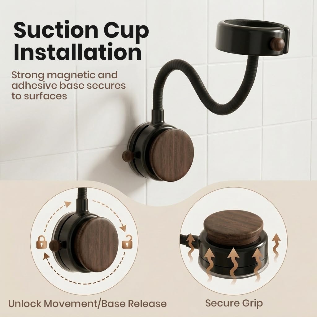 HASTHIP Hands-Free Hair Dryer Holder with Suction Cup, 360 Degree Rotation and Adjustable Height